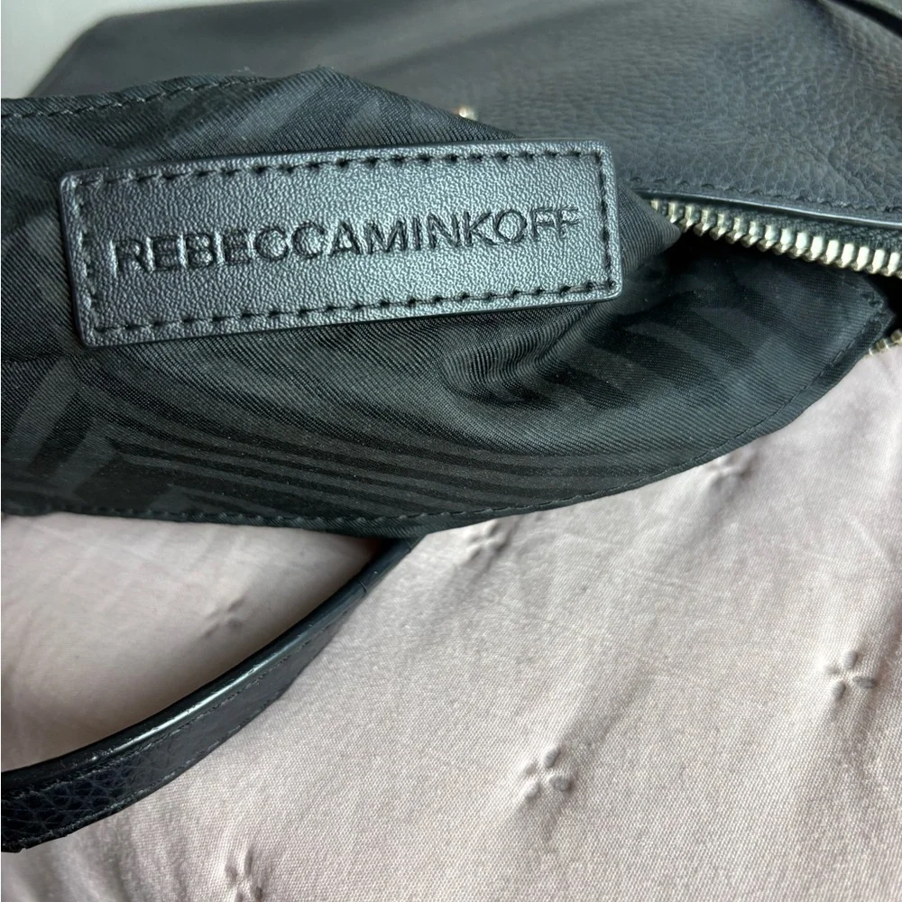 Rebecca Minkoff Black Leather Triple Zipper Rocker Crossbody Handbag Purse EUC - Picture 5 of 8